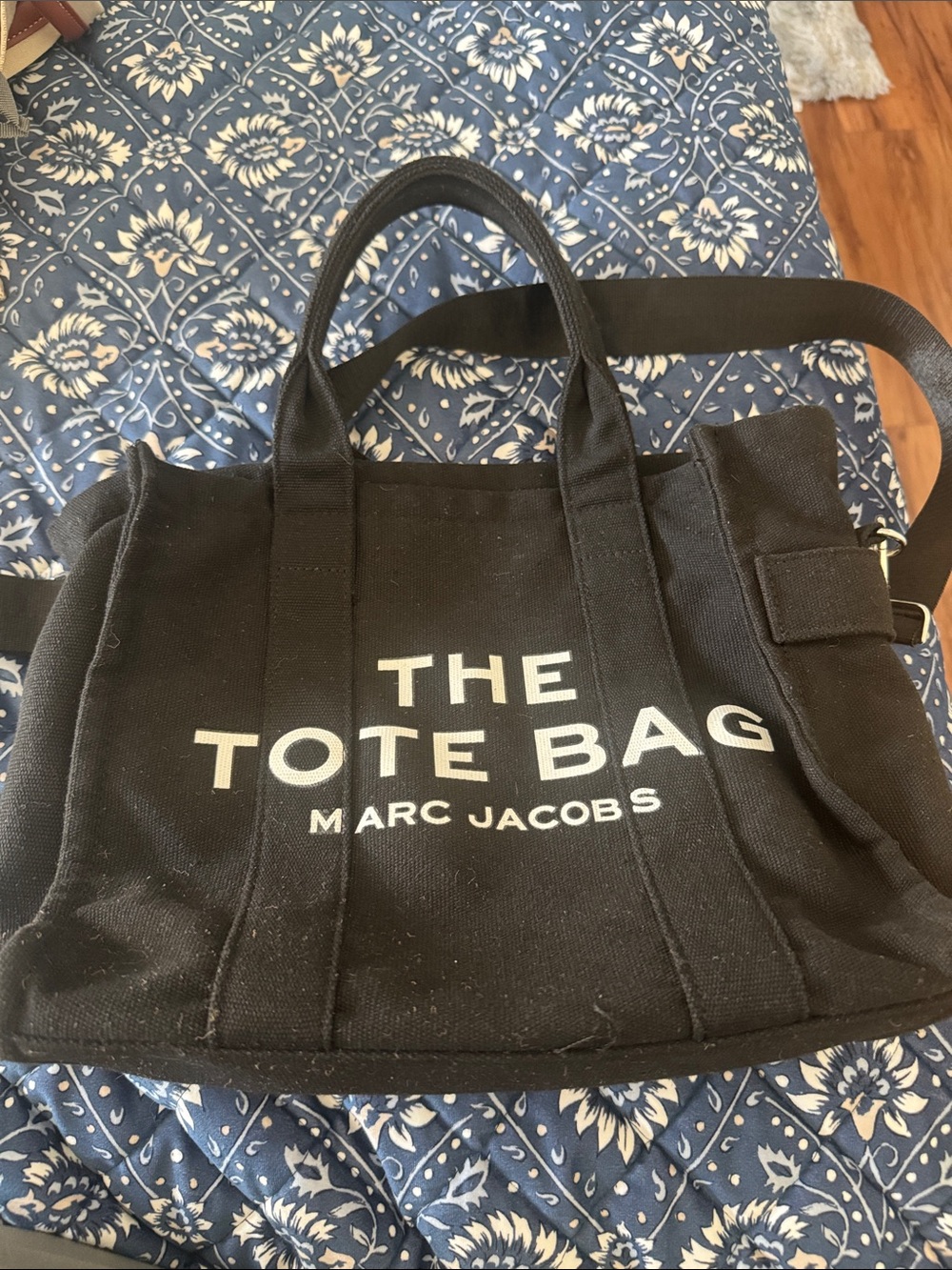 Marc Jacobs Black Canvas 'The Tote Bag' with White Logo